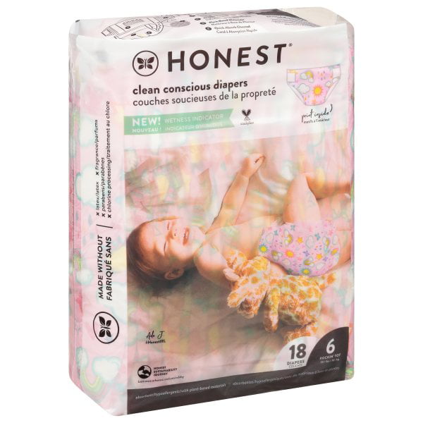 35+ lbs Size 6 18 Count The Honest Company Eco-Friendly and Premium Disposable Diapers Pandas